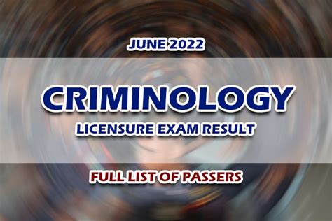 June 2022 Criminologist Licensure Examination Results .